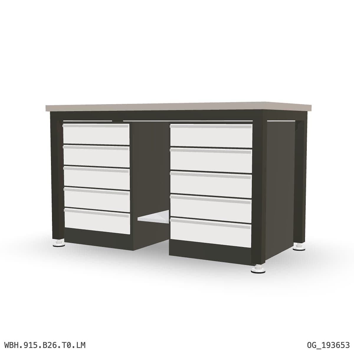 Heavy Duty Workbench 1500mm — Laminated Timber (42mm HDF), under-bench storage by Boscotek