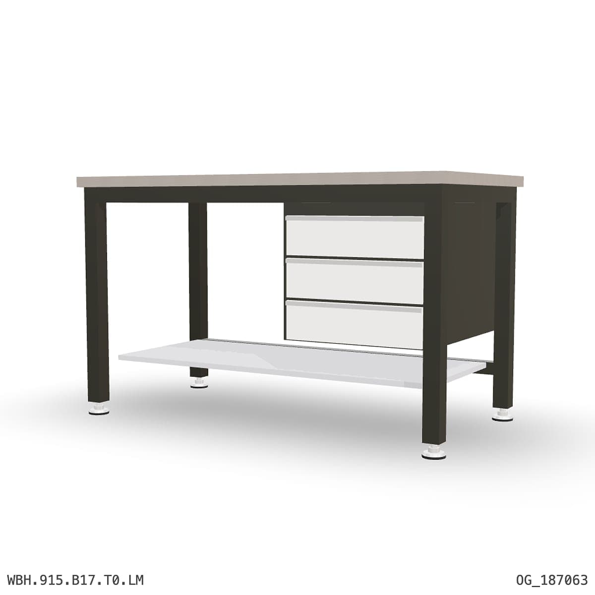 Heavy Duty Workbench 1500mm — Laminated Timber (42mm HDF), under-bench storage by Boscotek