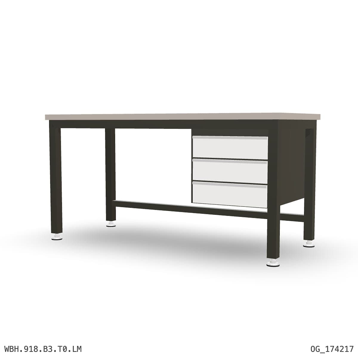 Heavy Duty Workbench 1800mm — Laminated Timber (42mm HDF), under-bench storage by Boscotek