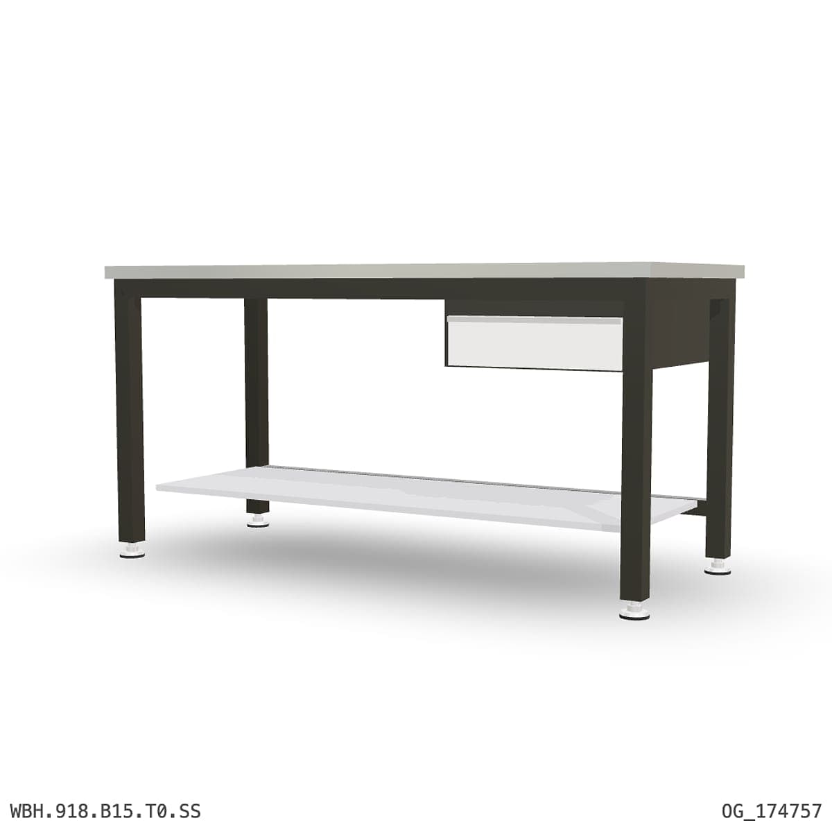 Heavy Duty Workbench 1800mm — Stainless Steel (1.2mm 304), under-bench storage by Boscotek