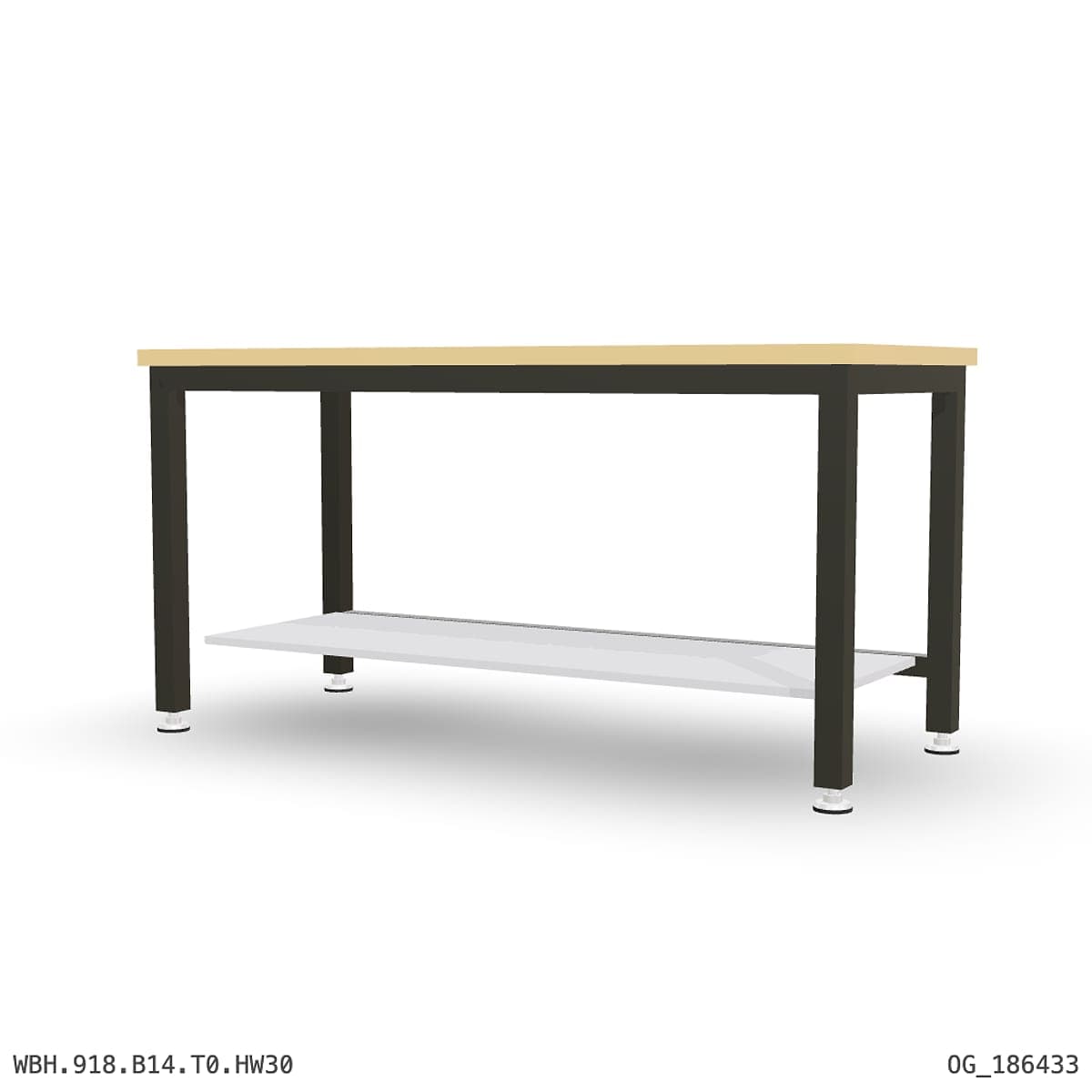 Heavy Duty Workbench 1800mm — Hardwood Oak 30mm, under-bench storage by Boscotek
