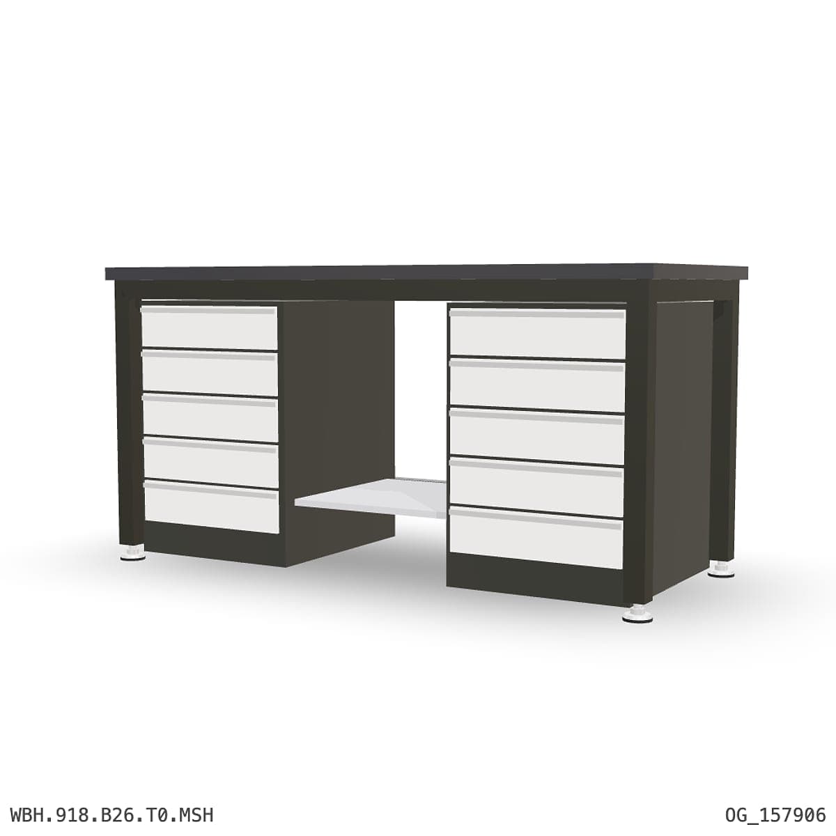 Heavy Duty Workbench 1800mm — 3mm Mild Steel (Heavy), under-bench storage by Boscotek