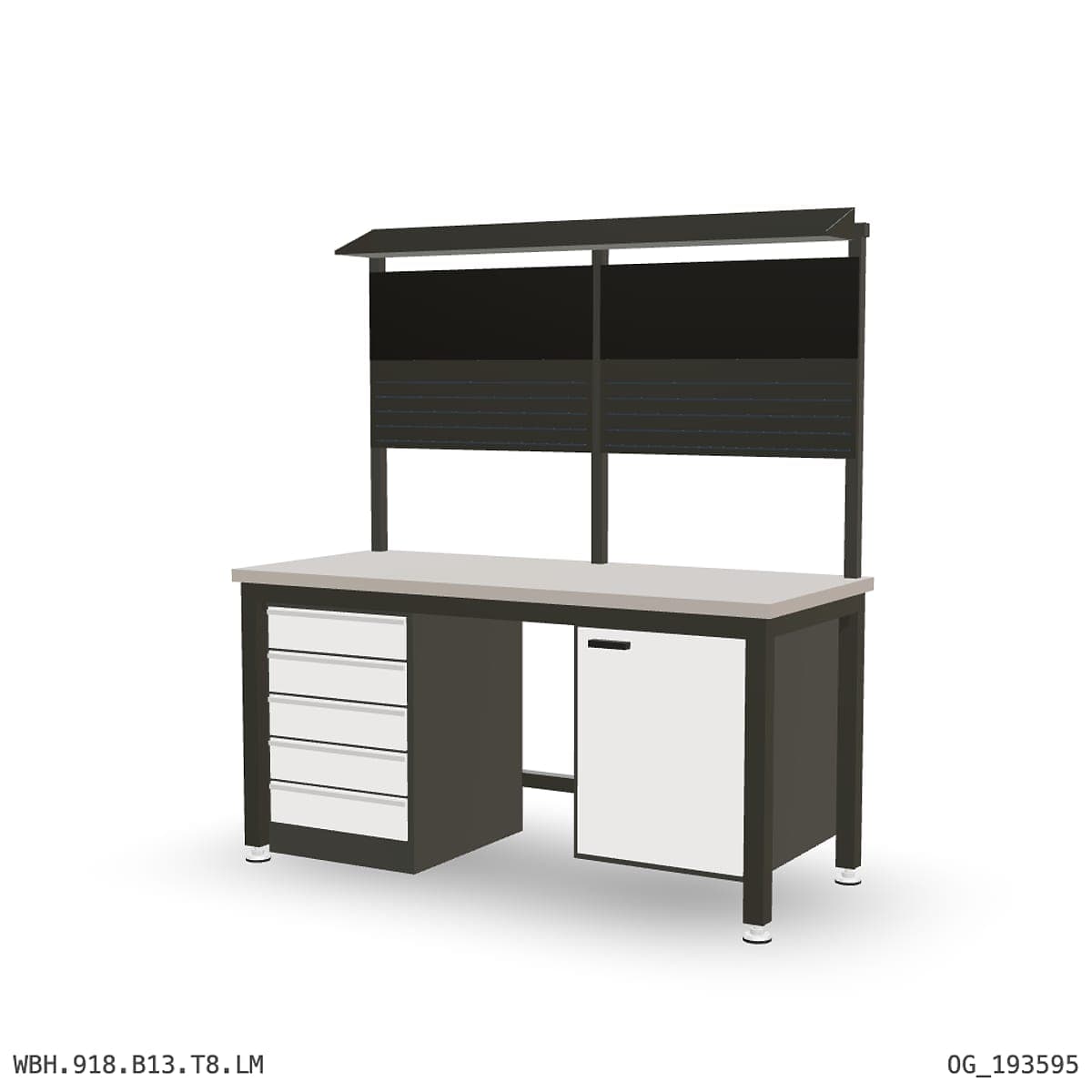 Heavy Duty Workbench 1800mm — Laminated Timber (42mm HDF), under-bench storage + overhead shelving by Boscotek