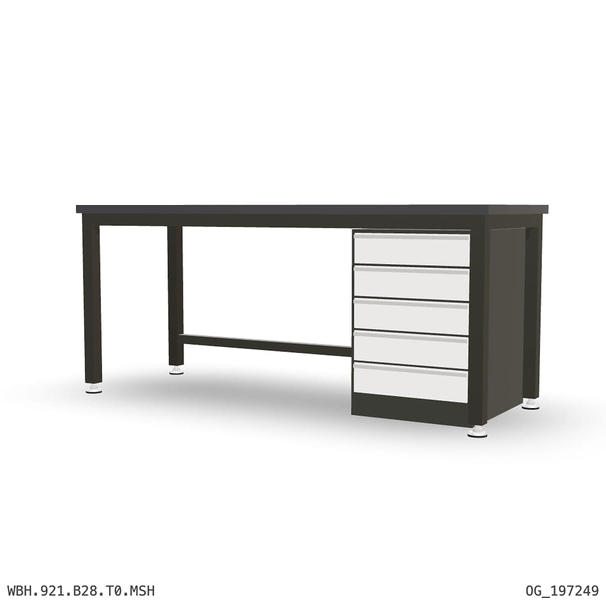 Heavy Duty Workbench 2100mm — 3mm Mild Steel (Heavy), under-bench storage by Boscotek