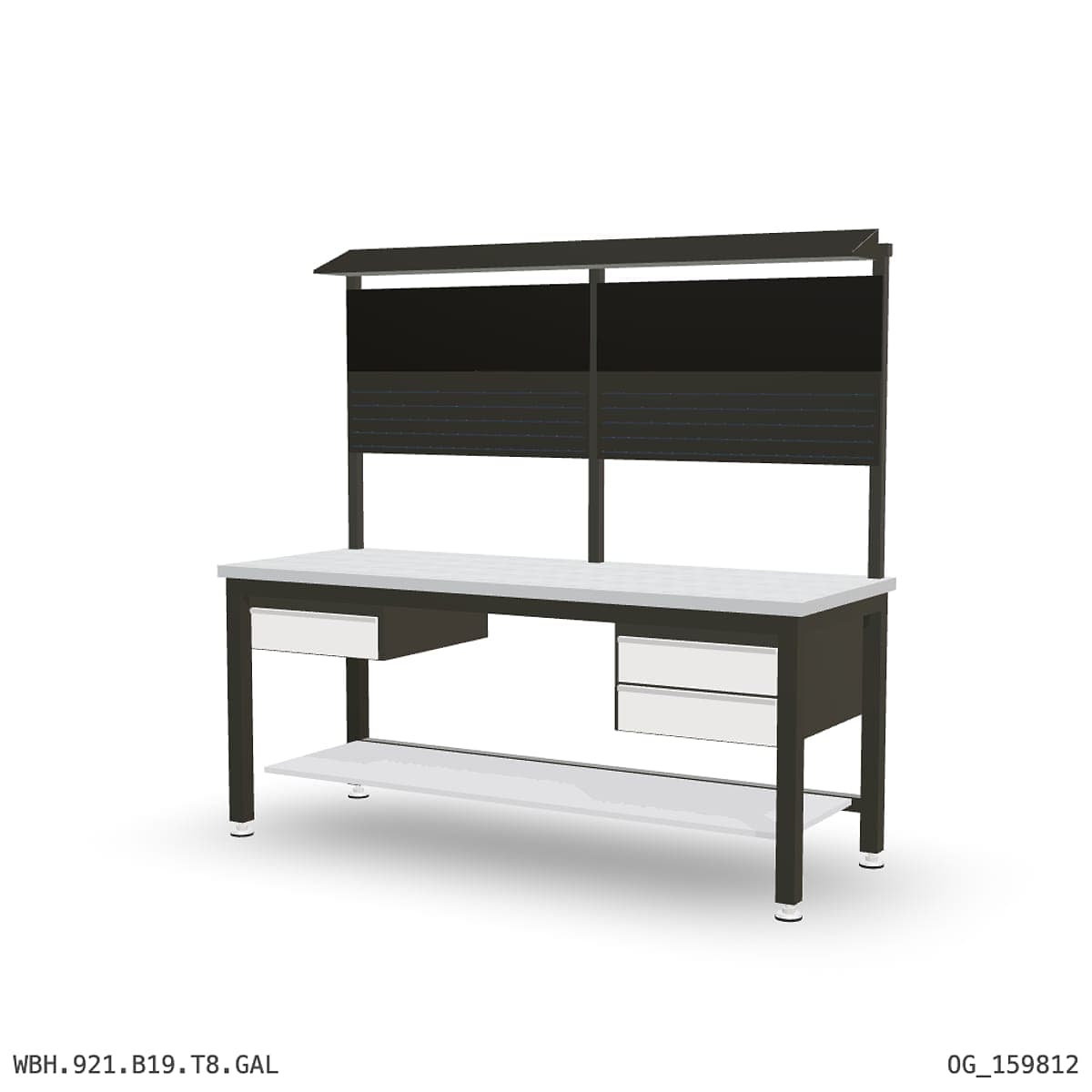Heavy Duty Workbench 2100mm — Galvanised Steel, under-bench storage + overhead shelving by Boscotek