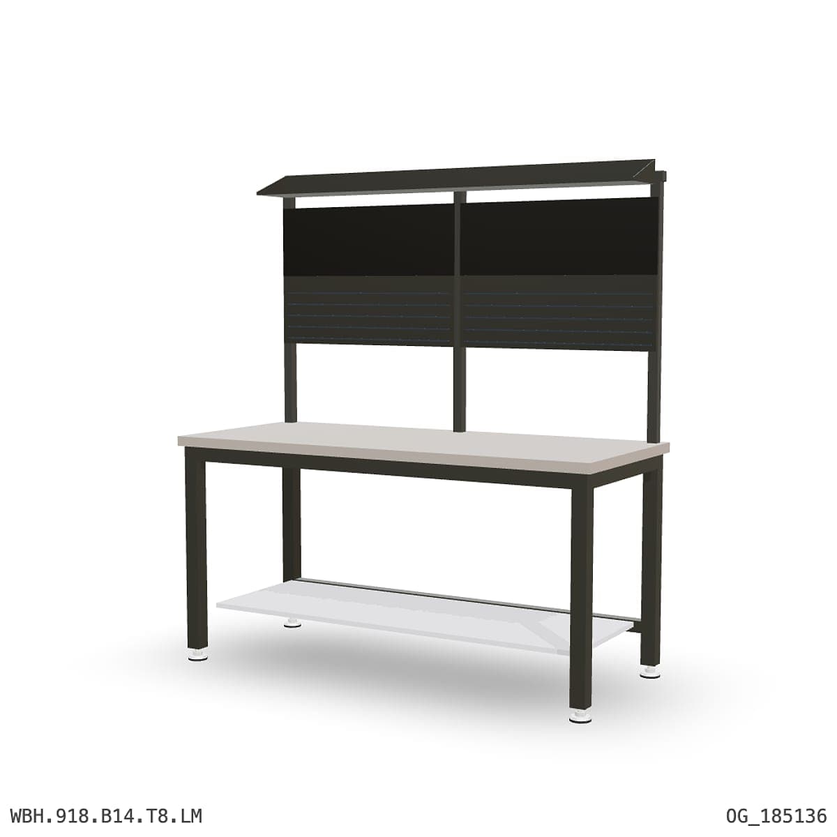 Heavy Duty Workbench 1800mm — Laminated Timber (42mm HDF), under-bench storage + overhead shelving by Boscotek