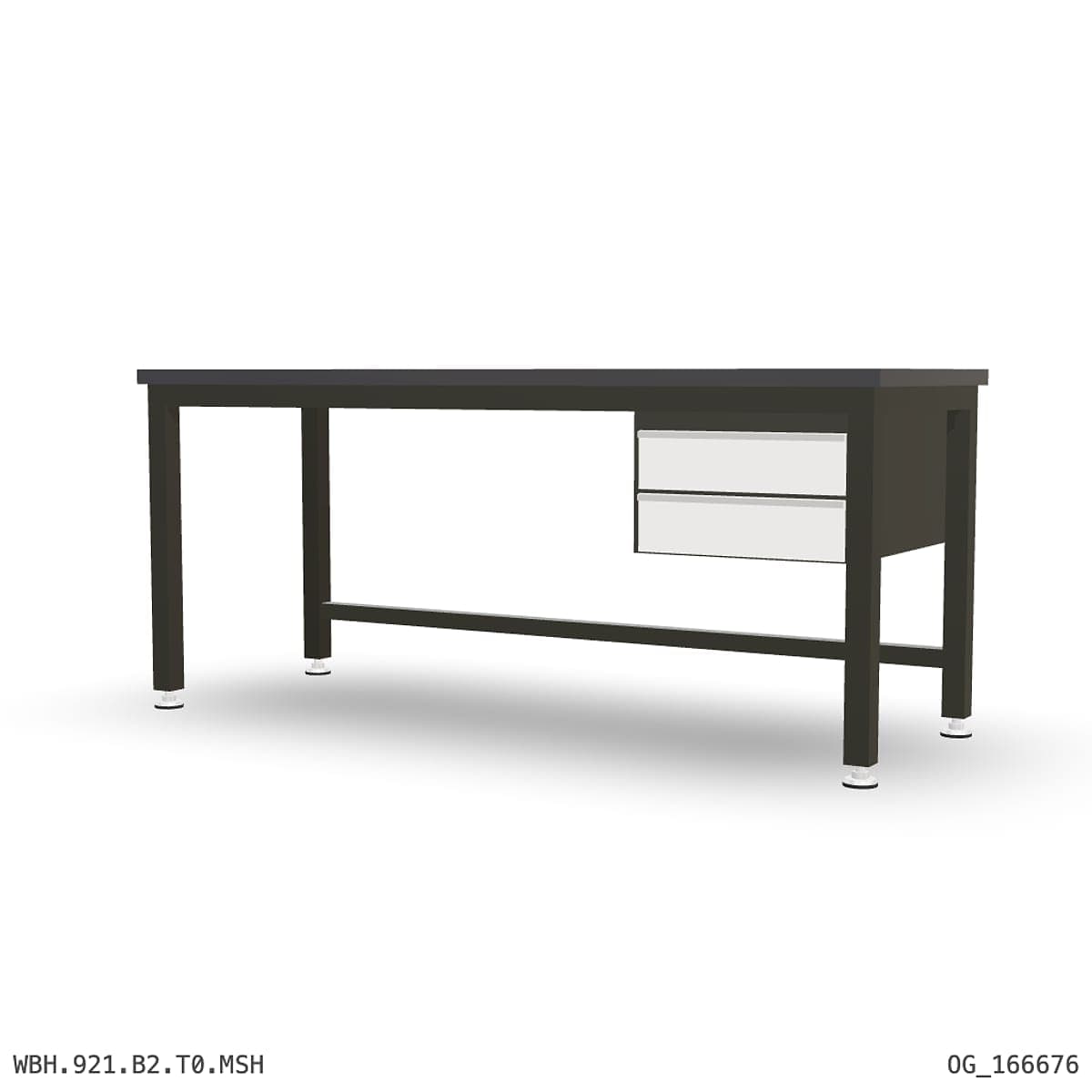 Heavy Duty Workbench 2100mm — 3mm Mild Steel (Heavy), under-bench storage by Boscotek