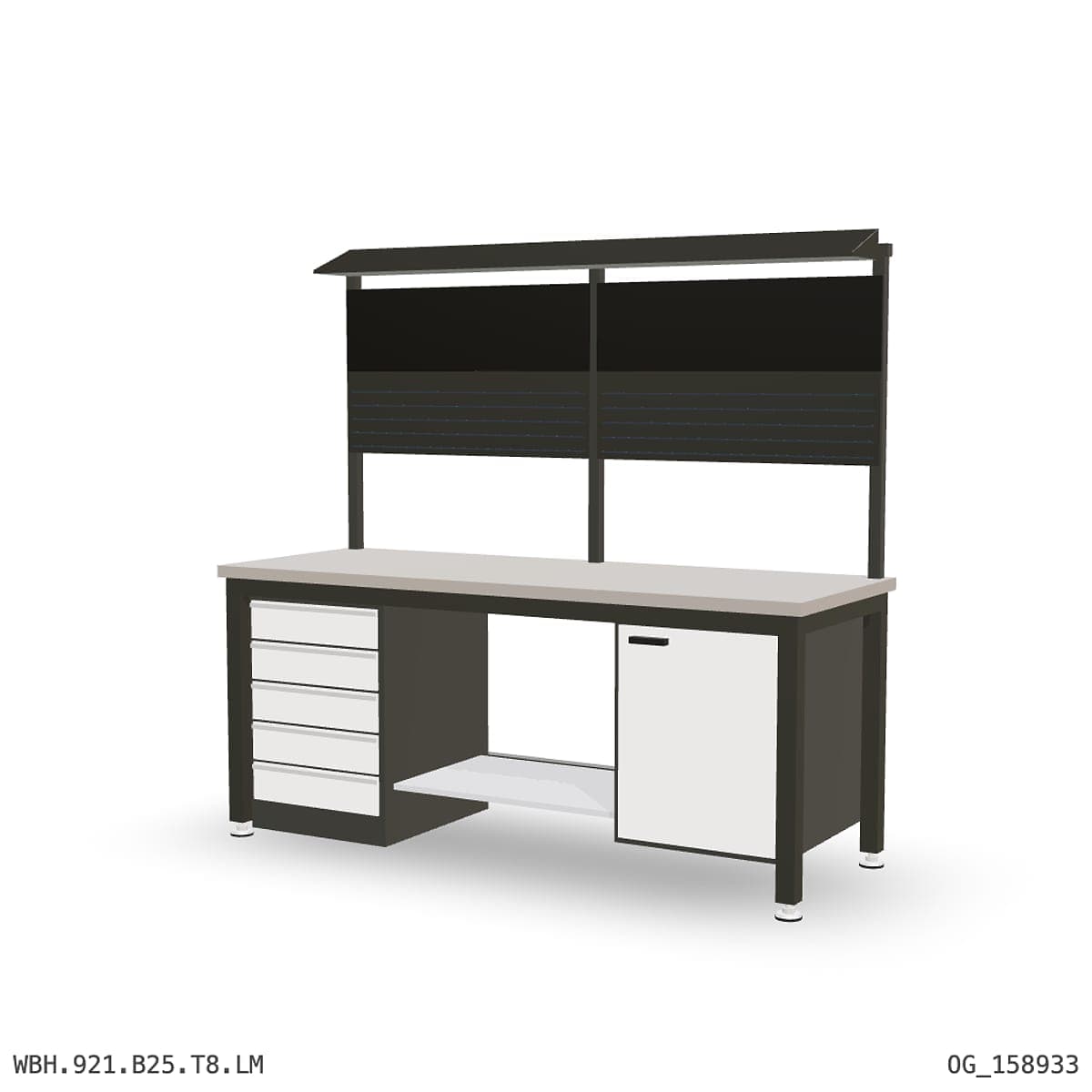 Heavy Duty Workbench 2100mm — Laminated Timber (42mm HDF), under-bench storage + overhead shelving by Boscotek