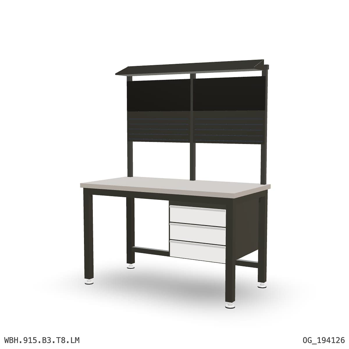 Heavy Duty Workbench 1500mm — Laminated Timber (42mm HDF), under-bench storage + overhead shelving by Boscotek