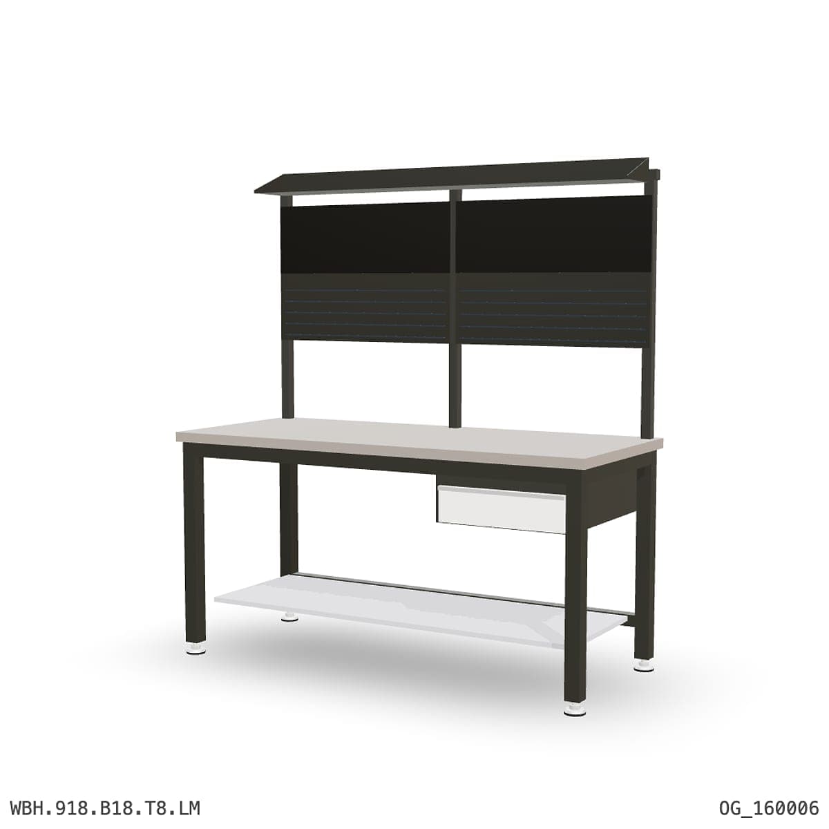 Heavy Duty Workbench 1800mm — Laminated Timber (42mm HDF), under-bench storage + overhead shelving by Boscotek