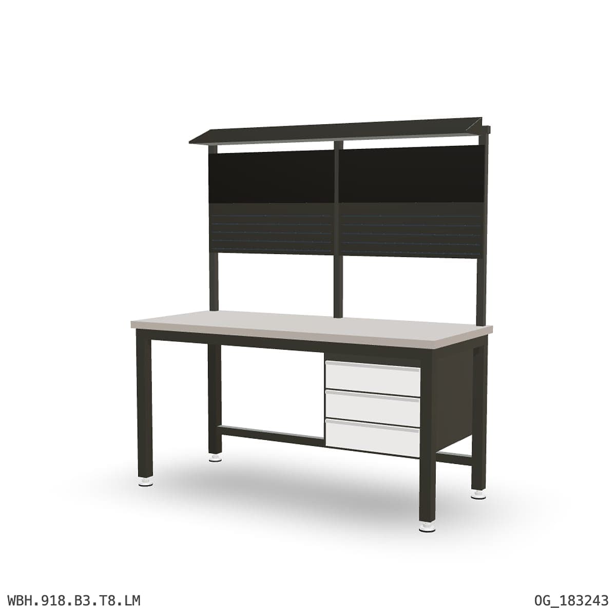 Heavy Duty Workbench 1800mm — Laminated Timber (42mm HDF), under-bench storage + overhead shelving by Boscotek