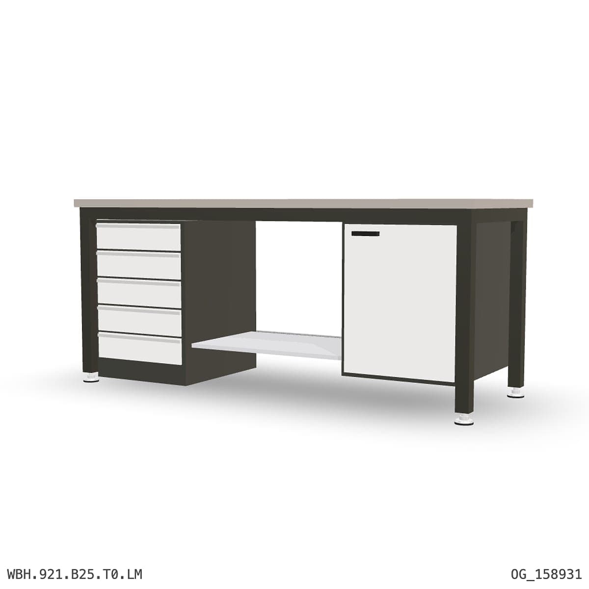 Heavy Duty Workbench 2100mm — Laminated Timber (42mm HDF), under-bench storage by Boscotek
