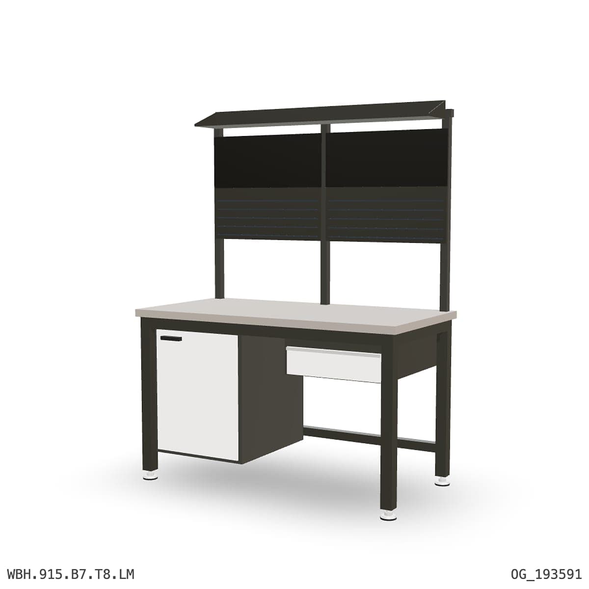 Heavy Duty Workbench 1500mm — Laminated Timber (42mm HDF), under-bench storage + overhead shelving by Boscotek