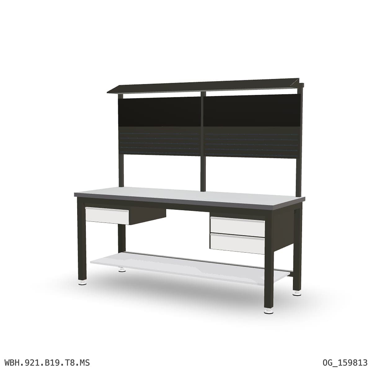 Heavy Duty Workbench 2100mm — 2mm Mild Steel, under-bench storage + overhead shelving by Boscotek