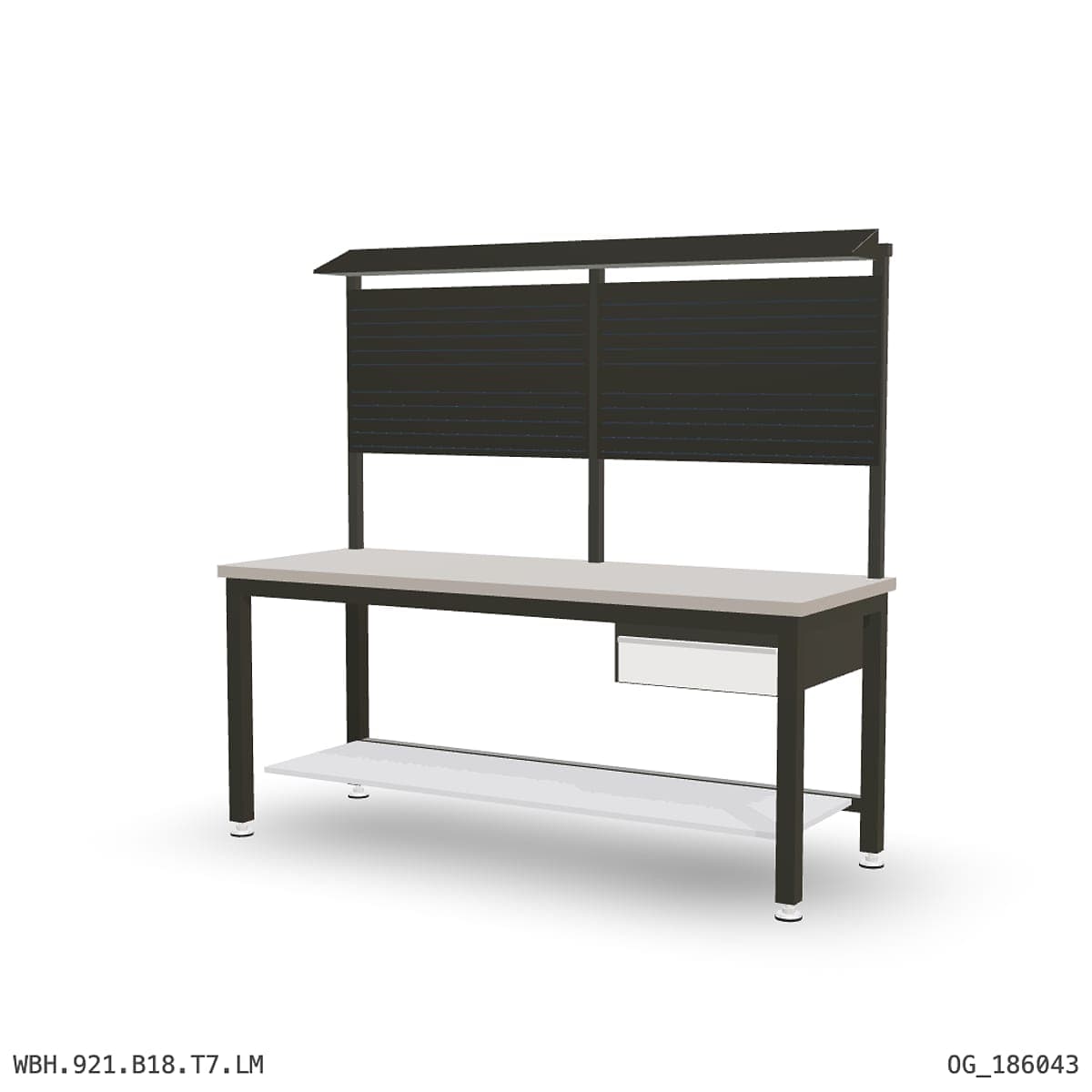 Heavy Duty Workbench 2100mm — Laminated Timber (42mm HDF), under-bench storage + overhead shelving by Boscotek