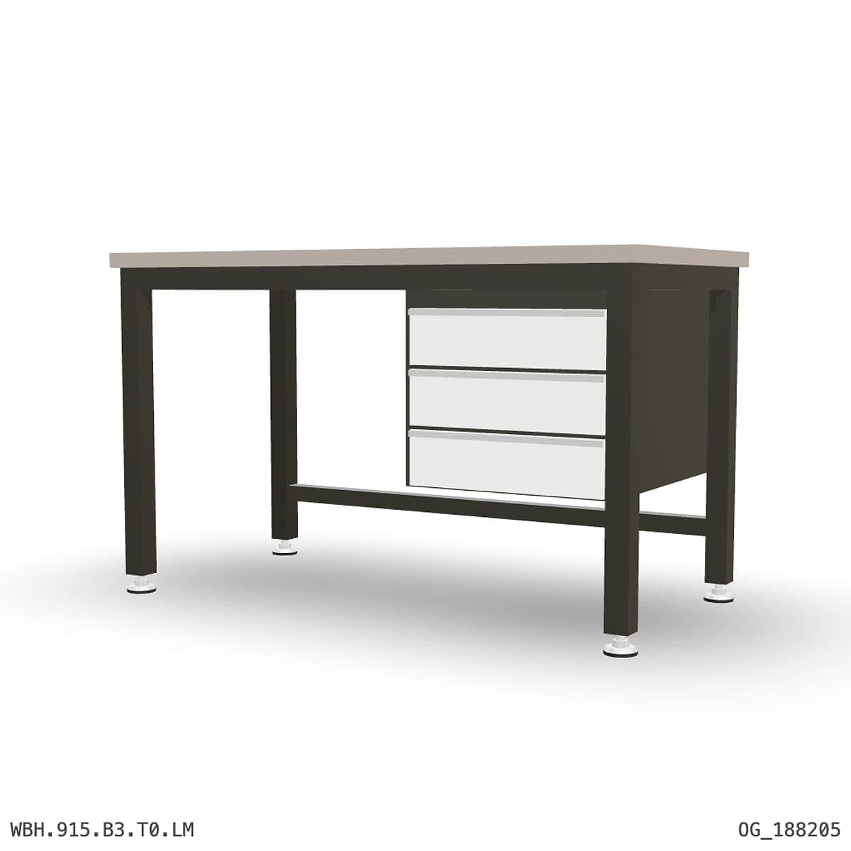 Heavy Duty Workbench 1500mm — Laminated Timber (42mm HDF), under-bench storage by Boscotek