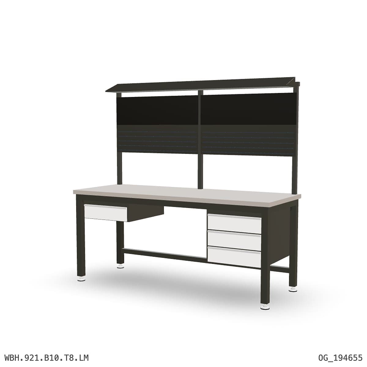 Heavy Duty Workbench 2100mm — Laminated Timber (42mm HDF), under-bench storage + overhead shelving by Boscotek