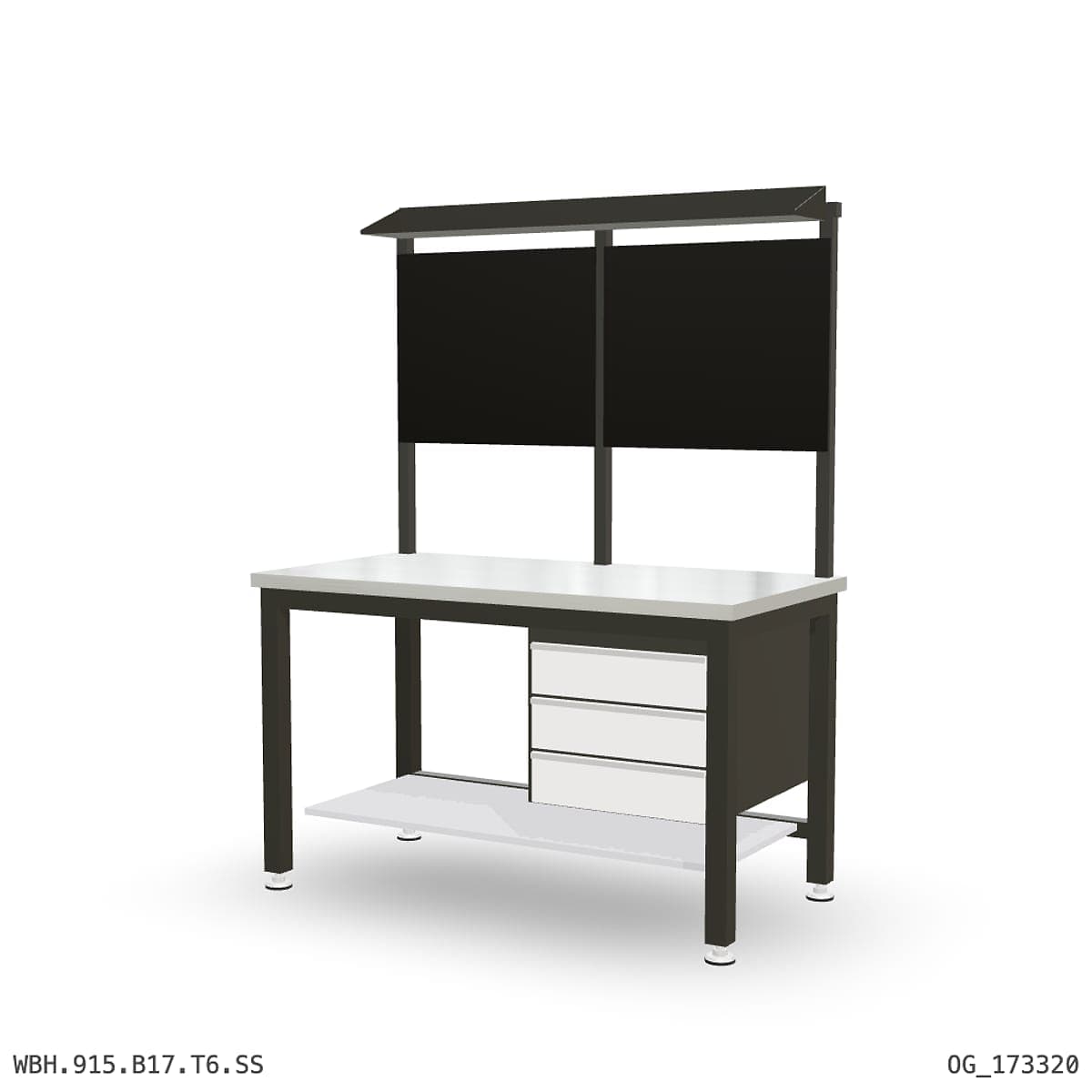 Heavy Duty Workbench 1500mm — Stainless Steel (1.2mm 304), under-bench storage + overhead shelving by Boscotek