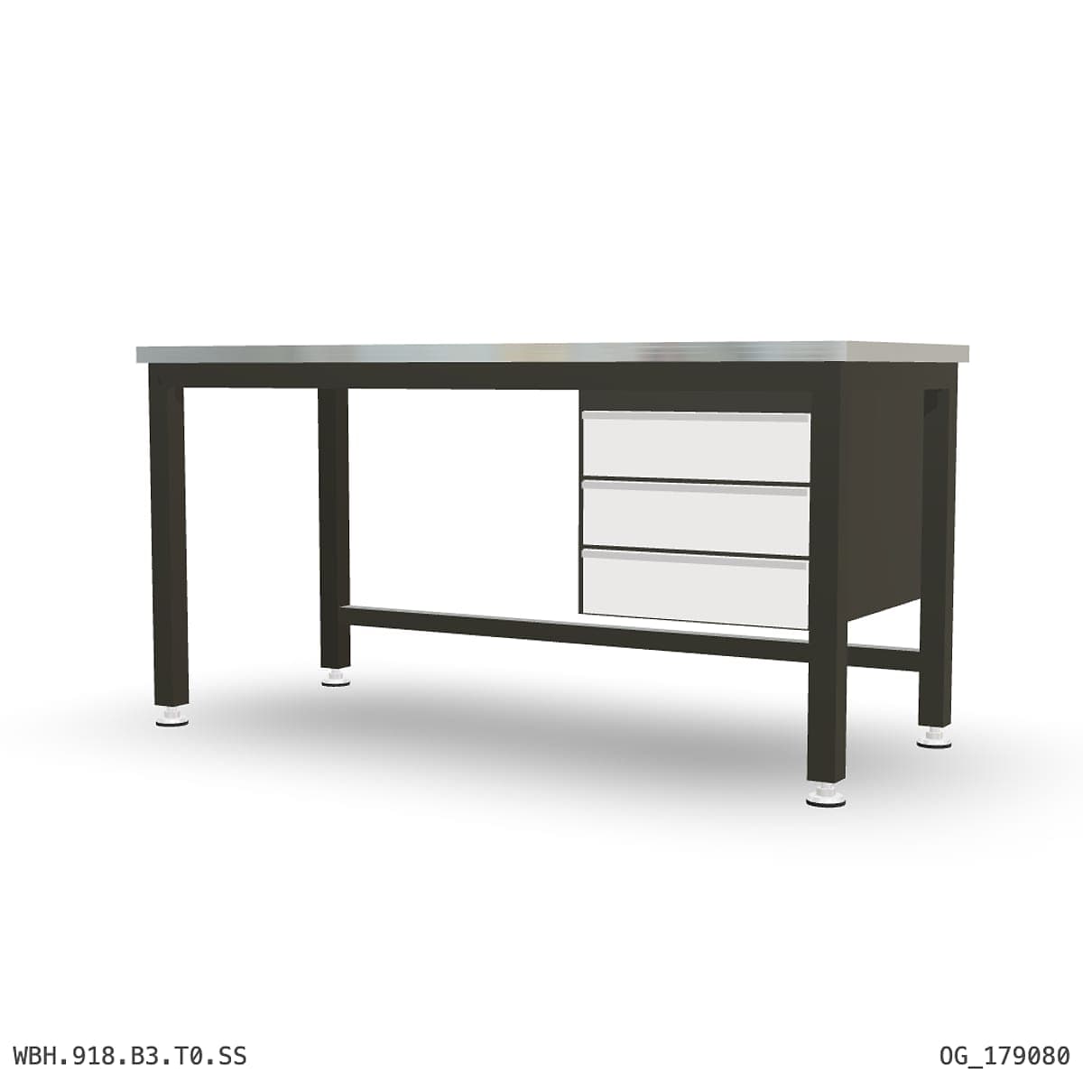 Heavy Duty Workbench 1800mm — Stainless Steel (1.2mm 304), under-bench storage by Boscotek