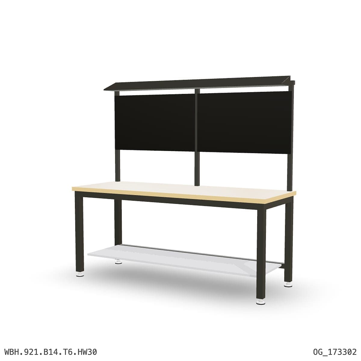 Heavy Duty Workbench 2100mm — Hardwood Oak 30mm, under-bench storage + overhead shelving by Boscotek