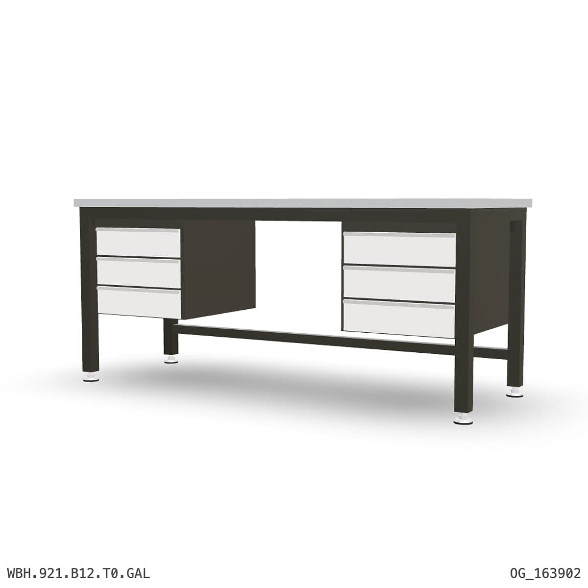 Heavy Duty Workbench 2100mm — Galvanised Steel, under-bench storage by Boscotek