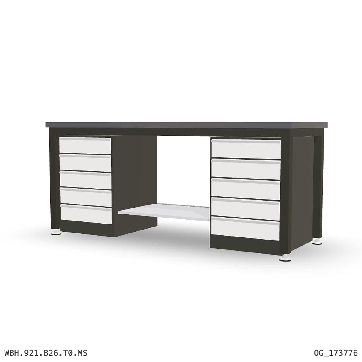 Heavy Duty Workbench 2100mm — 2mm Mild Steel, under-bench storage by Boscotek