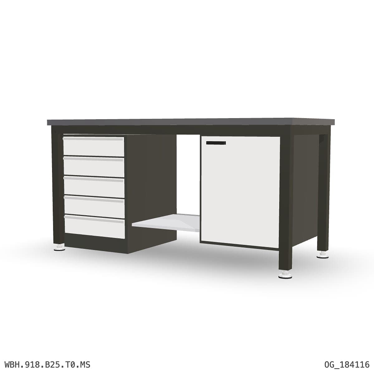 Heavy Duty Workbench 1800mm — 2mm Mild Steel, under-bench storage by Boscotek