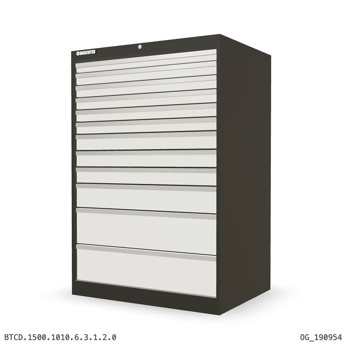 HD Cabinet 1010W × 1500H — D Series, 12-Drawer by Boscotek