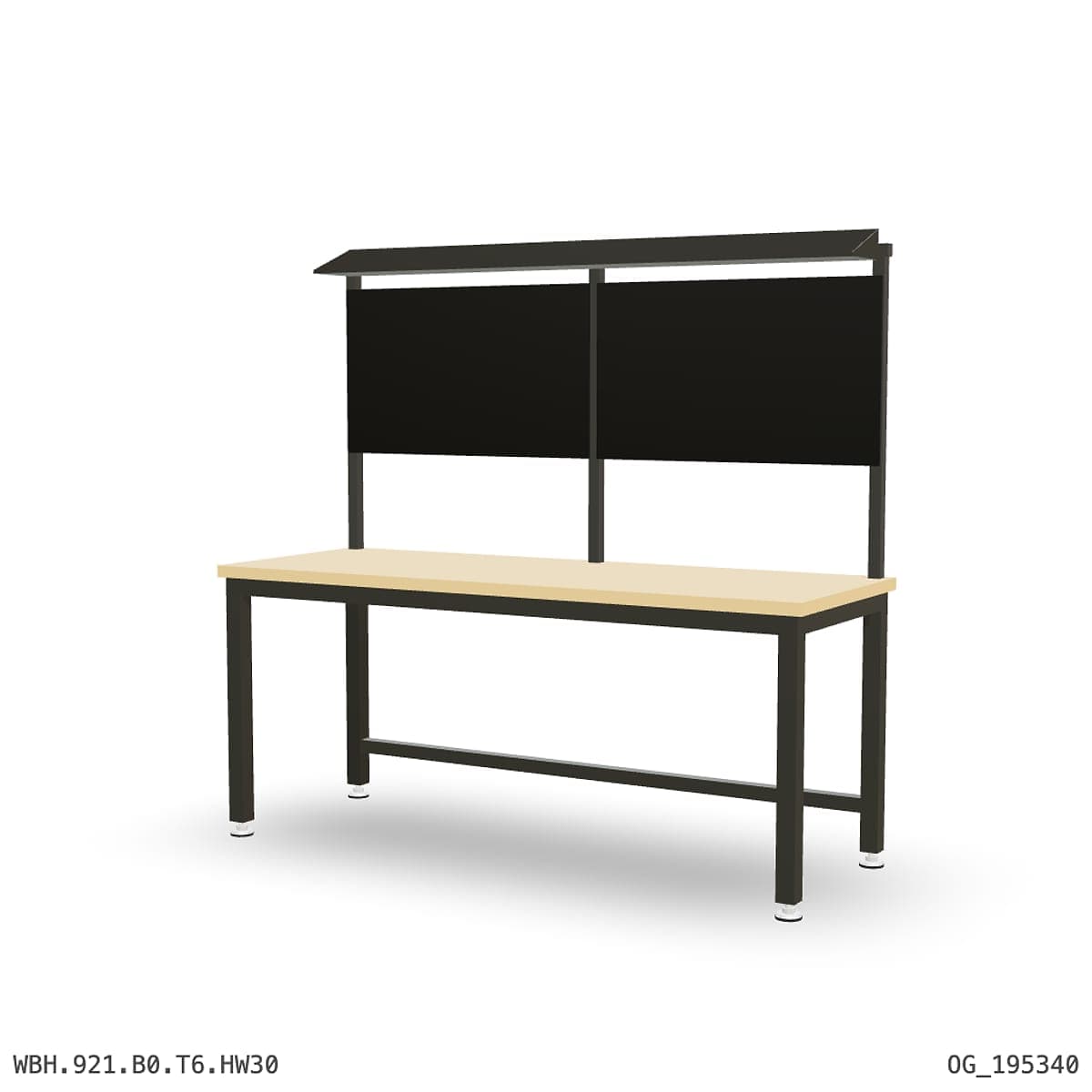 Heavy Duty Workbench 2100mm — Hardwood Oak 30mm, overhead shelving by Boscotek