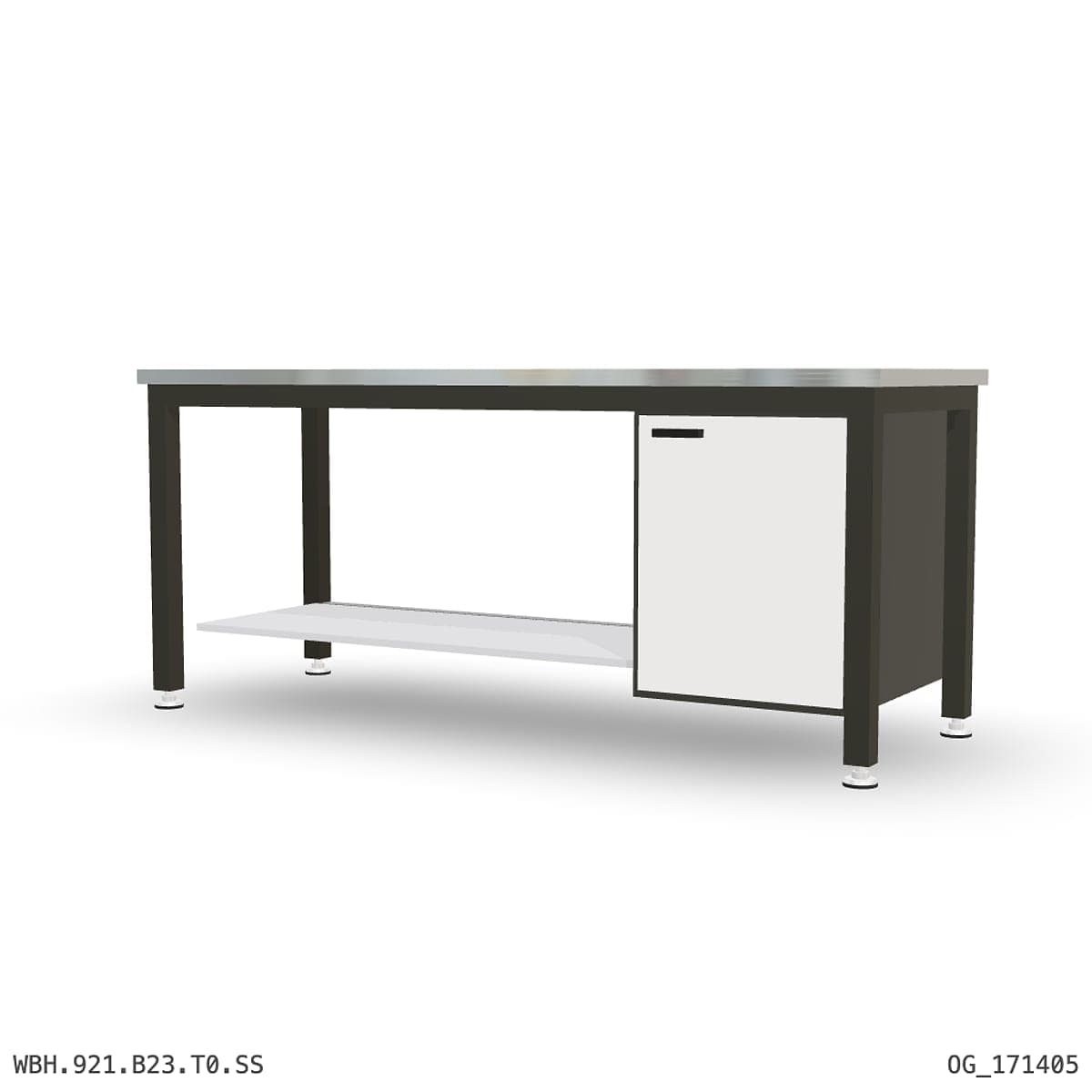 Heavy Duty Workbench 2100mm — Stainless Steel (1.2mm 304), under-bench storage by Boscotek